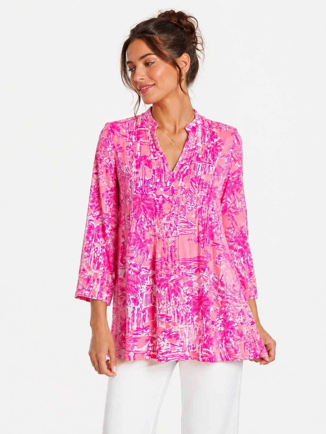 Lilly Pulitzer Sarasota Tunic Xxs Rule Breakers Paradise Pink Rayon Top